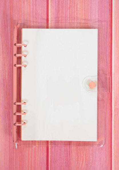 Classeur 6 anneaux avec couverture transparente rose