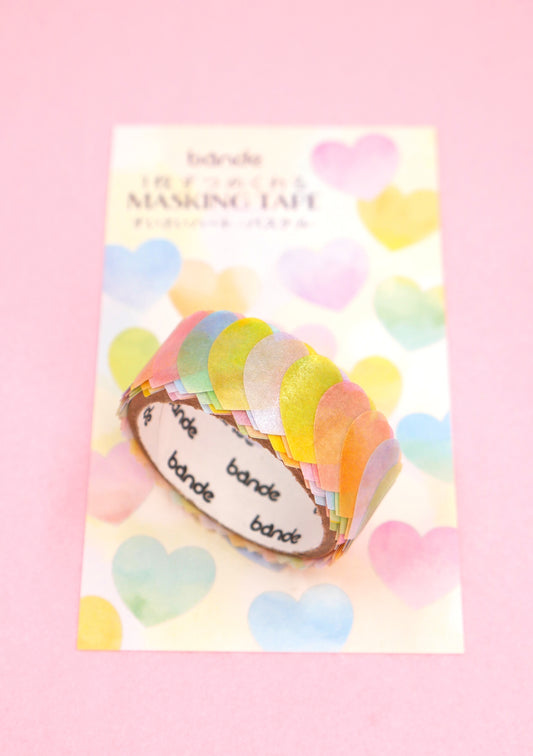 Masking tape stickers - Cœurs en aquarelle