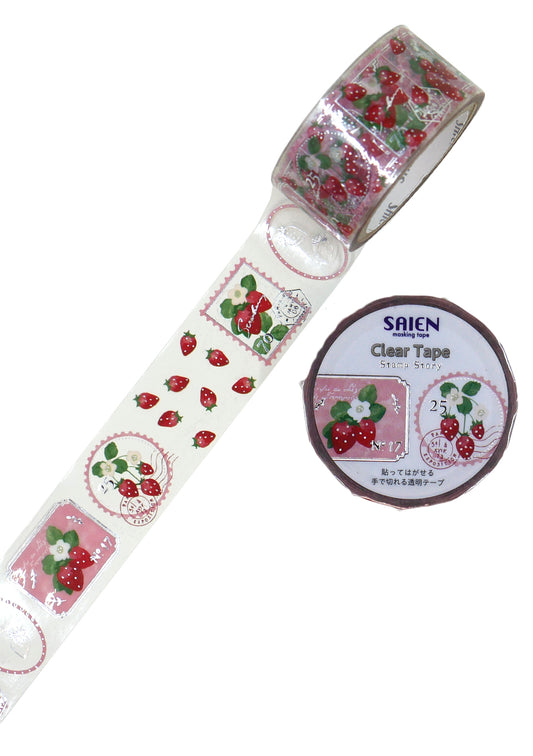 washi tape PET tape - Timbre fraise en forme de timbre