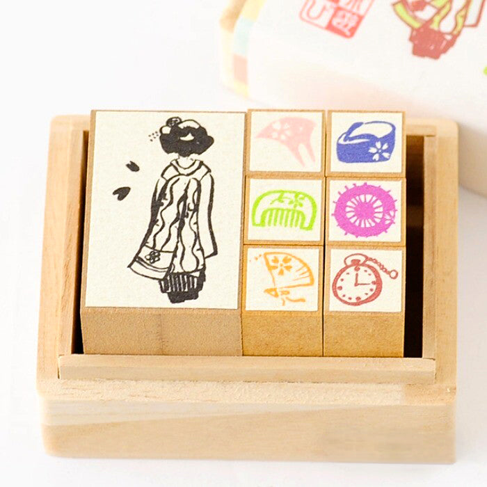 Tampons en bois - Kyoto Geisha - Set de 7 tampons