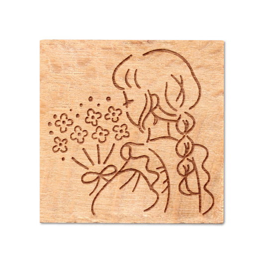 Tampon en bois - Girl's Life - Bouquet de fleurs