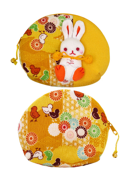 Pochette en tissu japonais - Lapin kawaii jaune