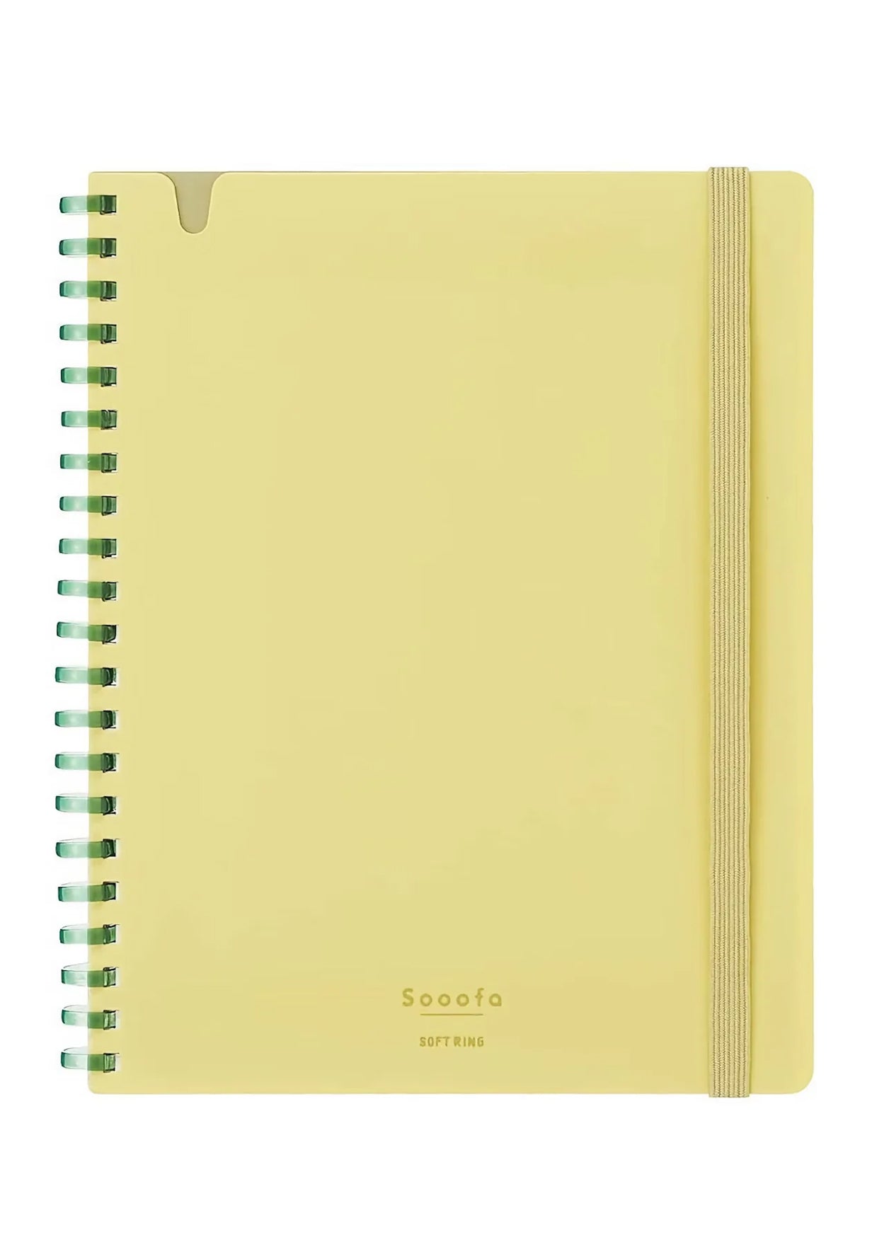Carnet Sooofa à anneaux souples jaune et vert
