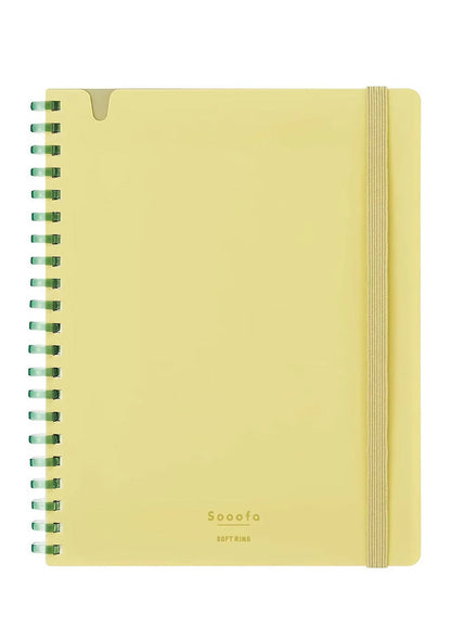 Carnet Sooofa à anneaux souples jaune et vert