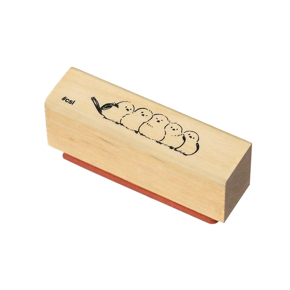 Tampon en bois - Oiseaux japonais Shimaenaga alignés