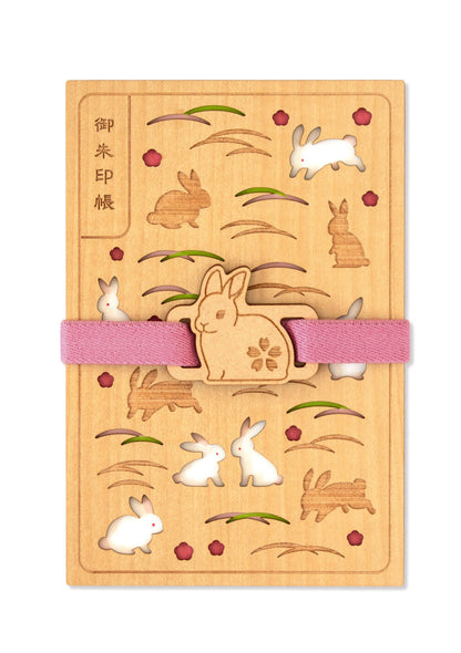 Élastique décoratif japonais - Lapin Sakura avec un carnet goshuincho
