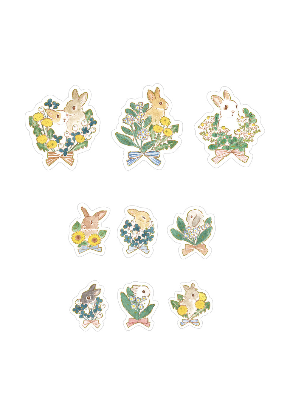 Flake stickers - Lapin et bouquet de fleurs zoom
