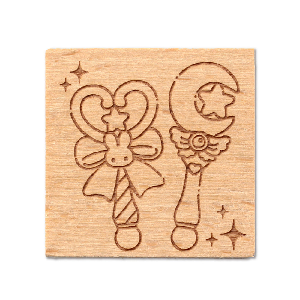 Tampon en bois - Magical Girl - Bâtons magiques