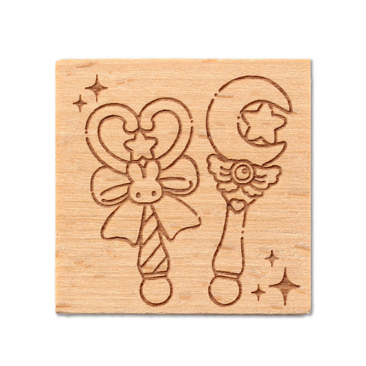 Tampon en bois - Magical Girl - Bâtons magiques