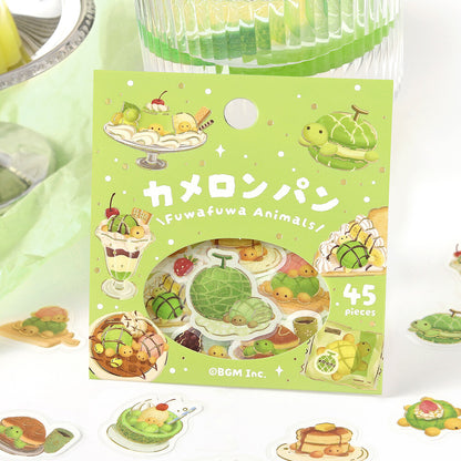 Flake Stickers - Fuwafuwa animals - Tortue Melon Pan