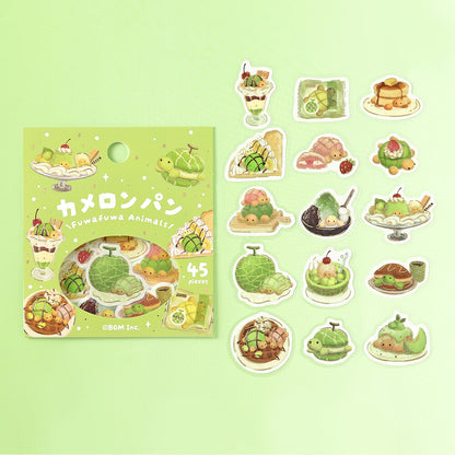 Flake Stickers - Fuwafuwa animals - Tortue Melon Pan