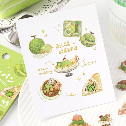 Flake Stickers - Fuwafuwa animals - Tortue Melon Pan
