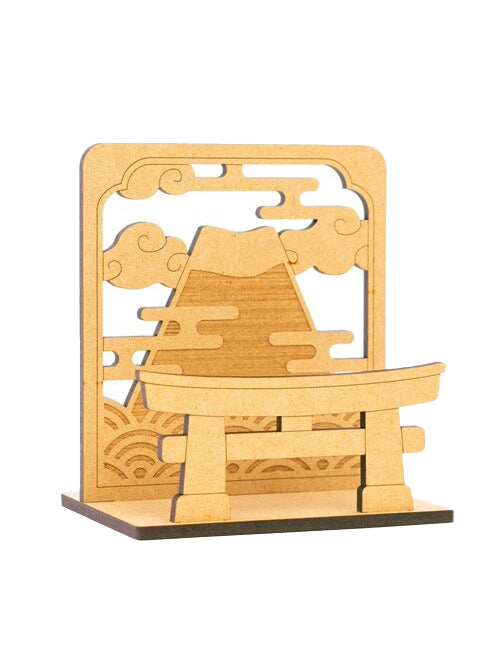 Support en bois japonais - Mt Fuji et torii