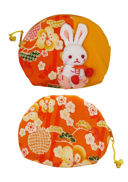 Pochette en tissu japonais - Lapin kawaii orange