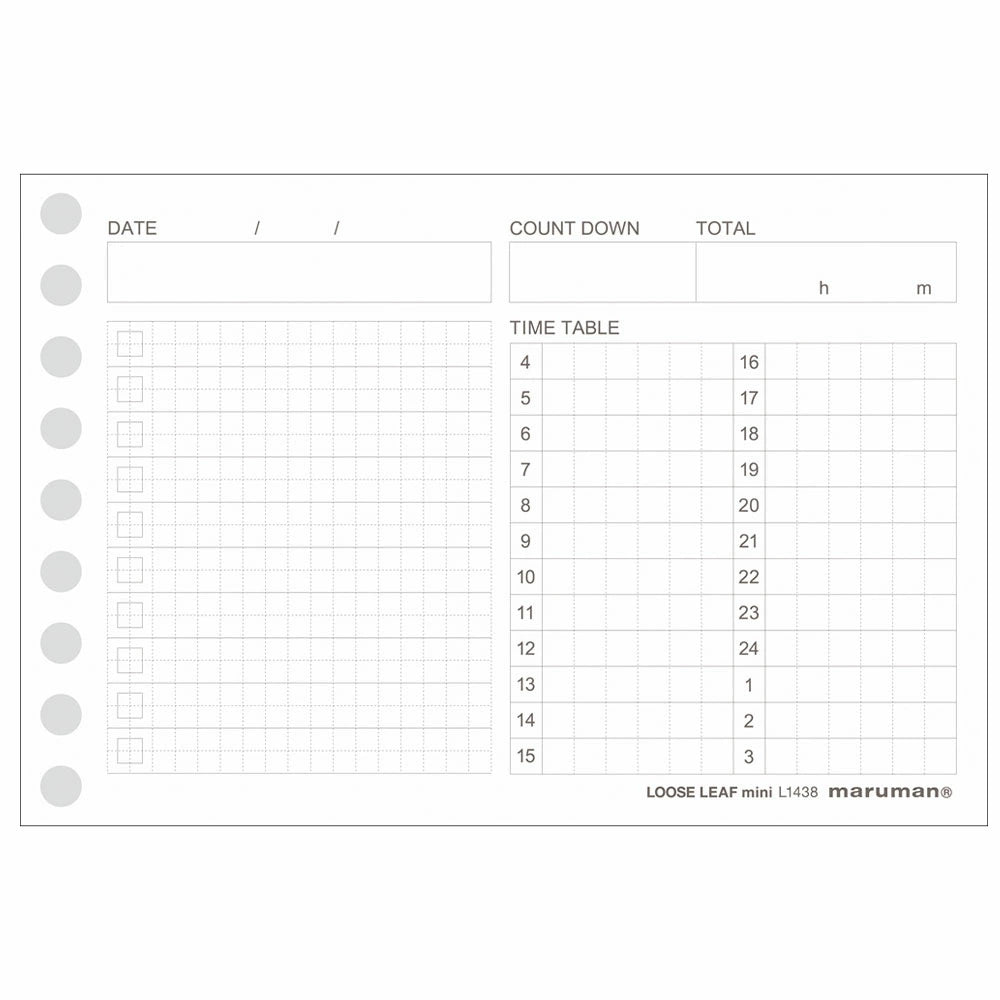 Loose Leaf Maruman - Pack de feuilles B7 time planning