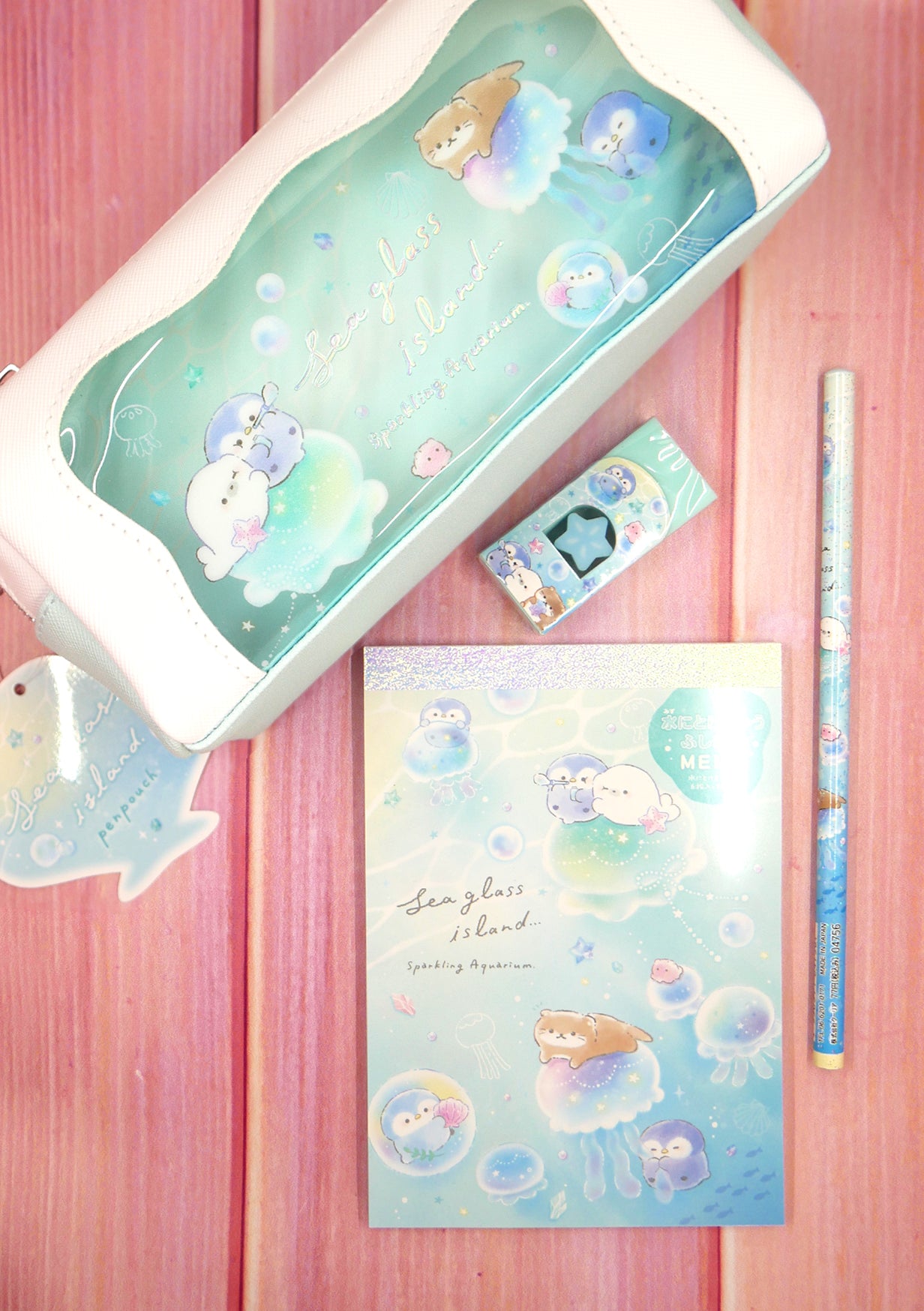 Pack de papeterie kawaii - Collection Sea Glass Island - Méduse