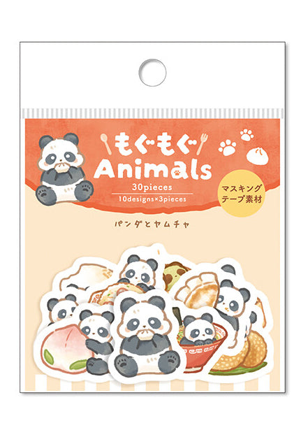Flake stickers - Panda et nourriture asiatique