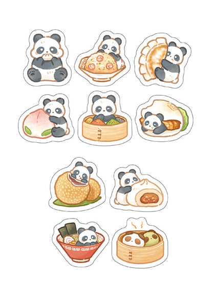 Flake stickers - Panda et nourriture asiatique