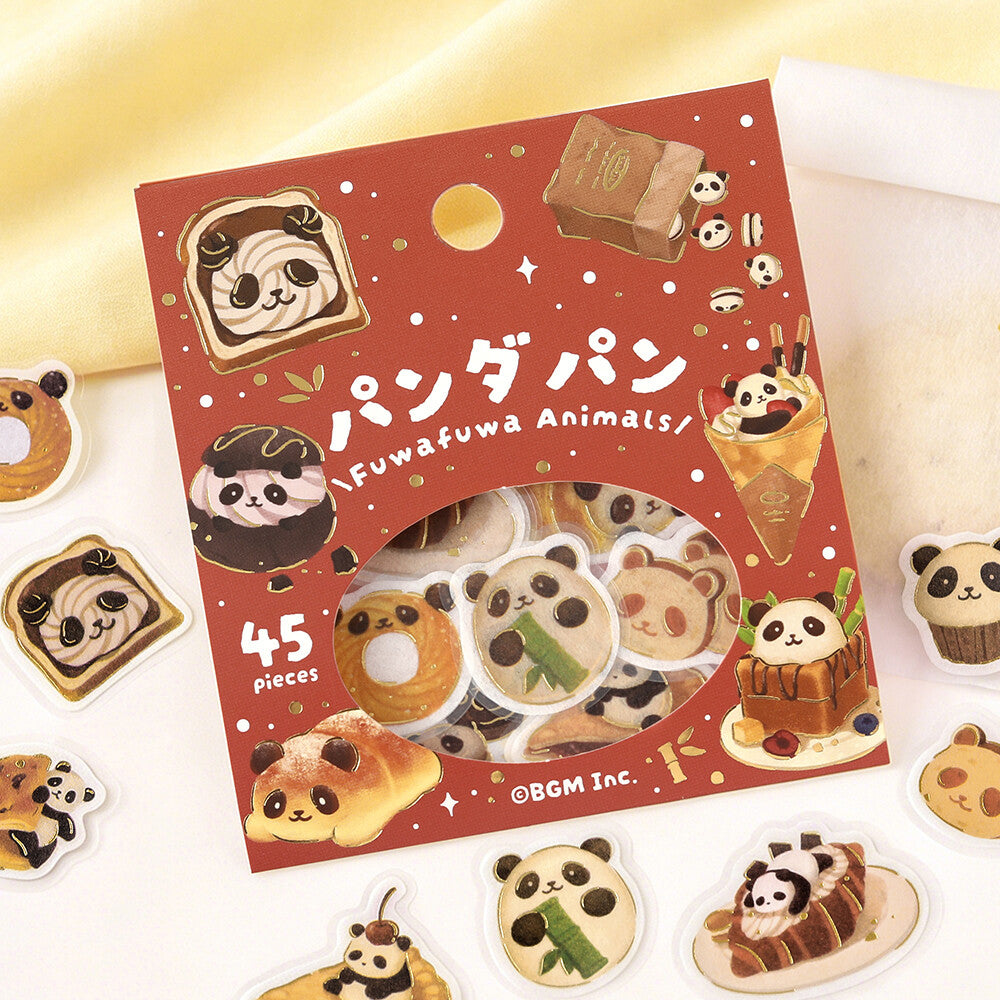Flake Stickers - Fuwafuwa animals - Panda Pan