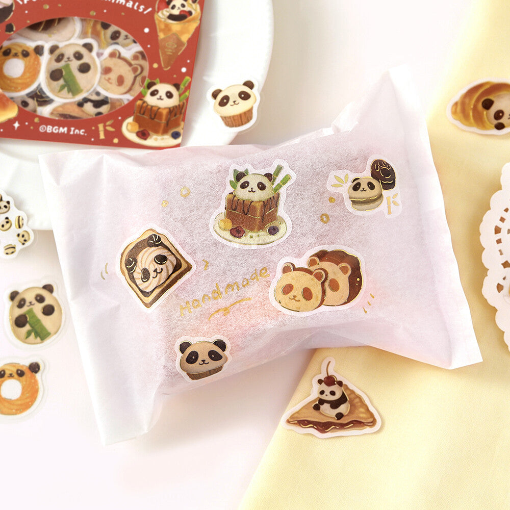 Flake Stickers - Fuwafuwa animals - Panda Pan