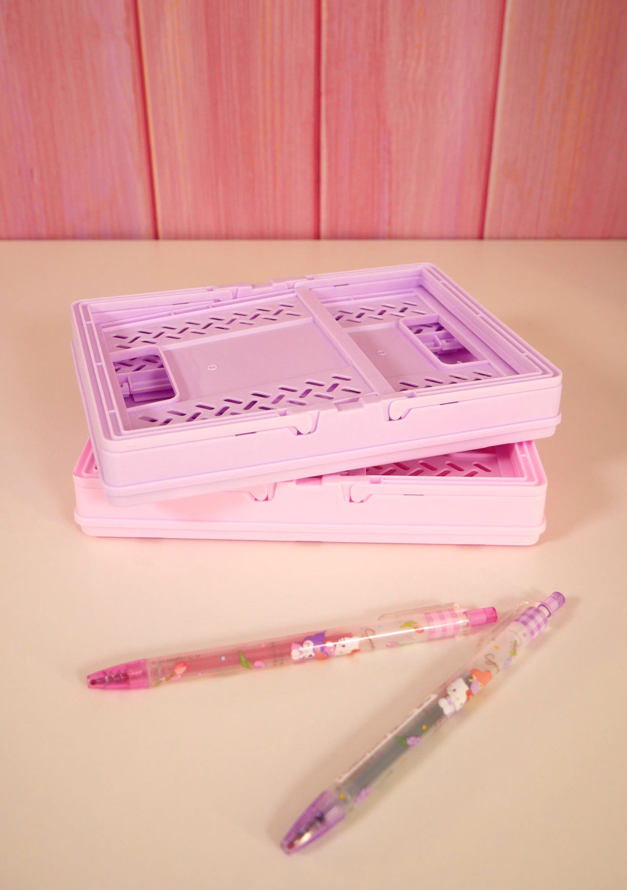 Petit panier kawaii plié - rose et violet