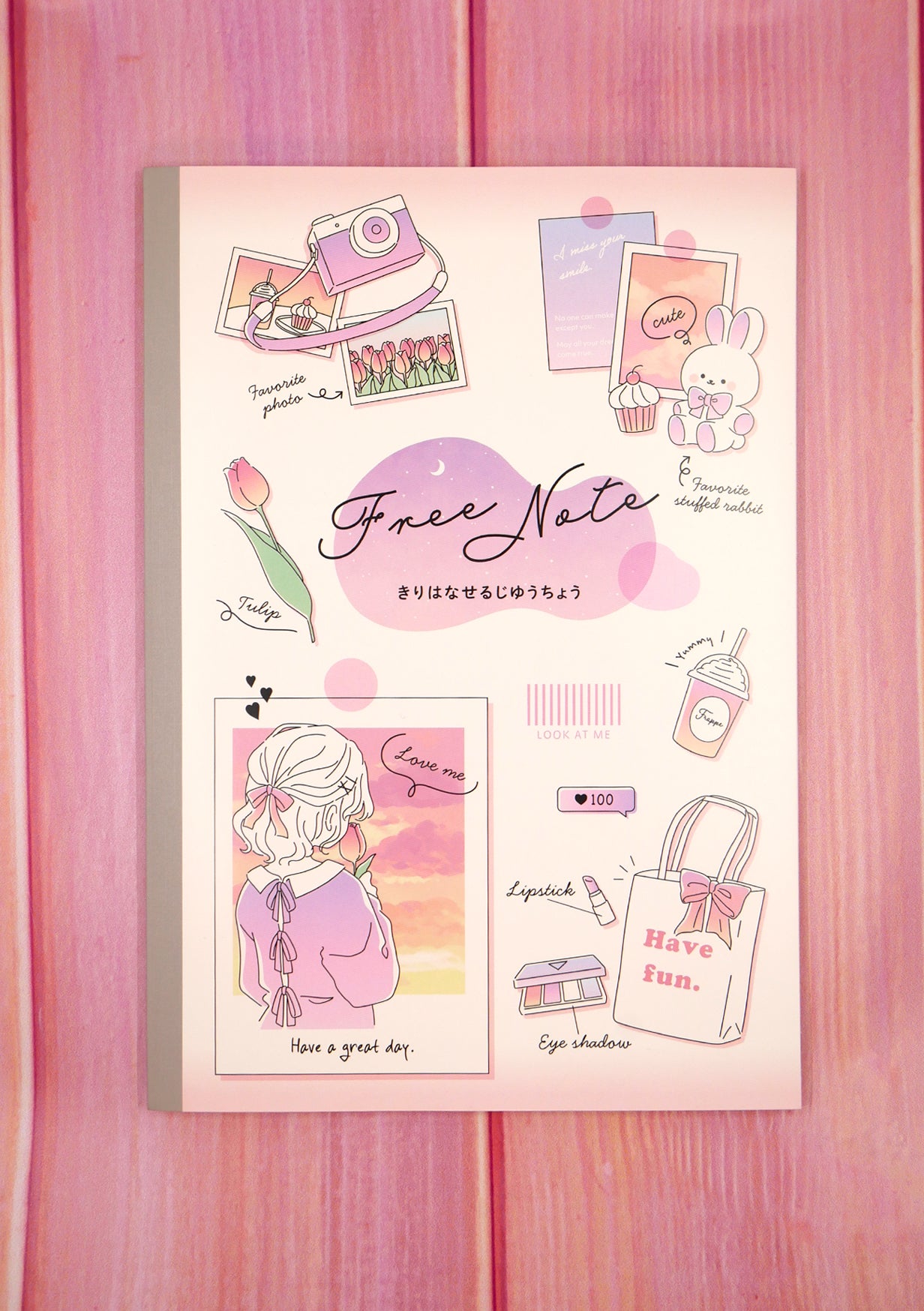 Cahier japonais avec feuilles détachables - Free Note Pink