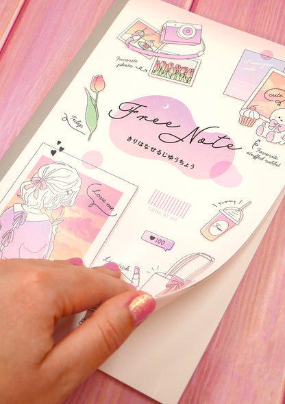 Cahier japonais avec feuilles détachables - Free Note Pink