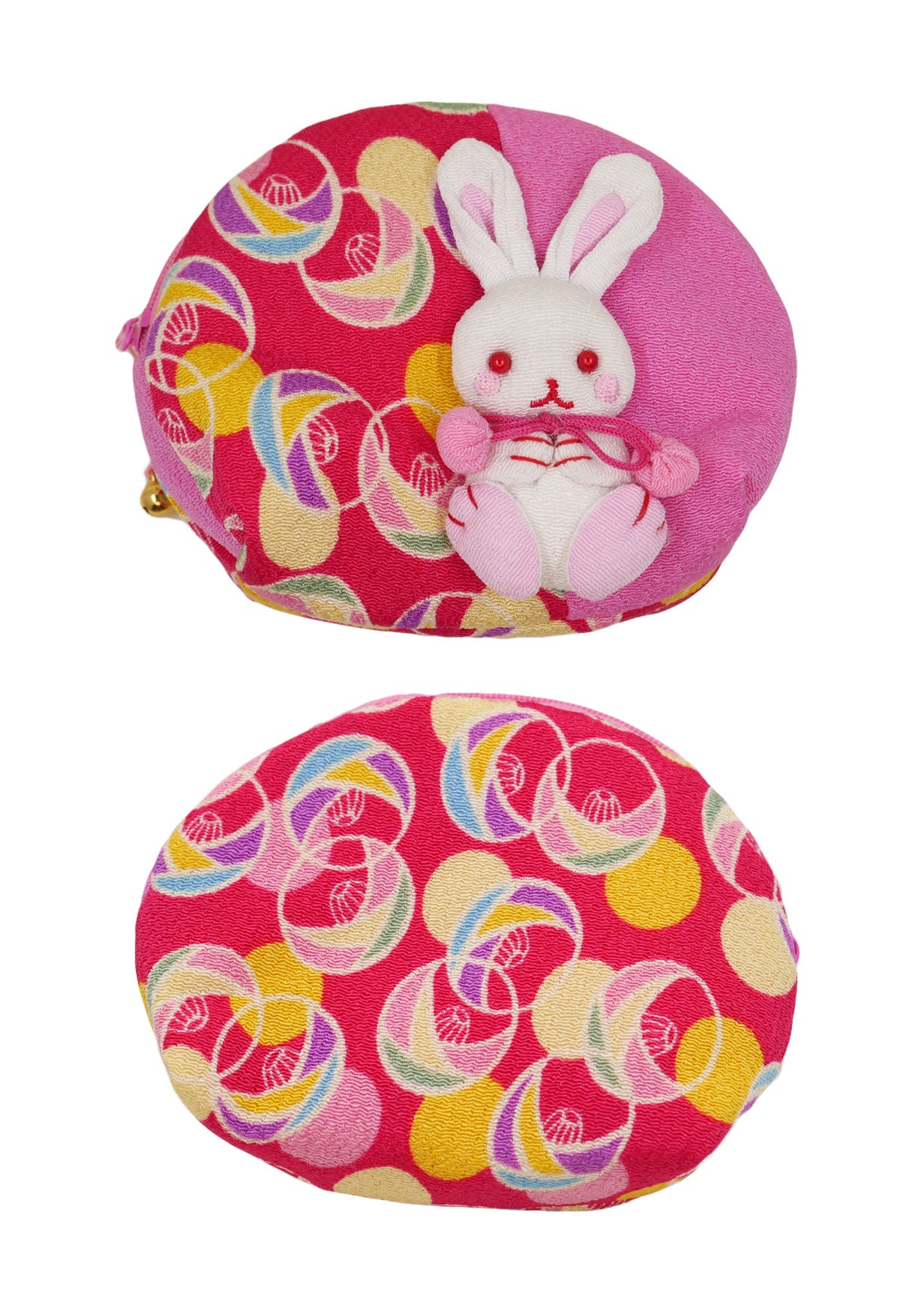 Pochette en tissu japonais - Lapin kawaii rose bonbon