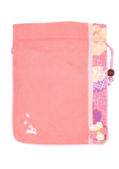 Pochette en tissu japonais - Sakura fleur de cerisier - rose corail