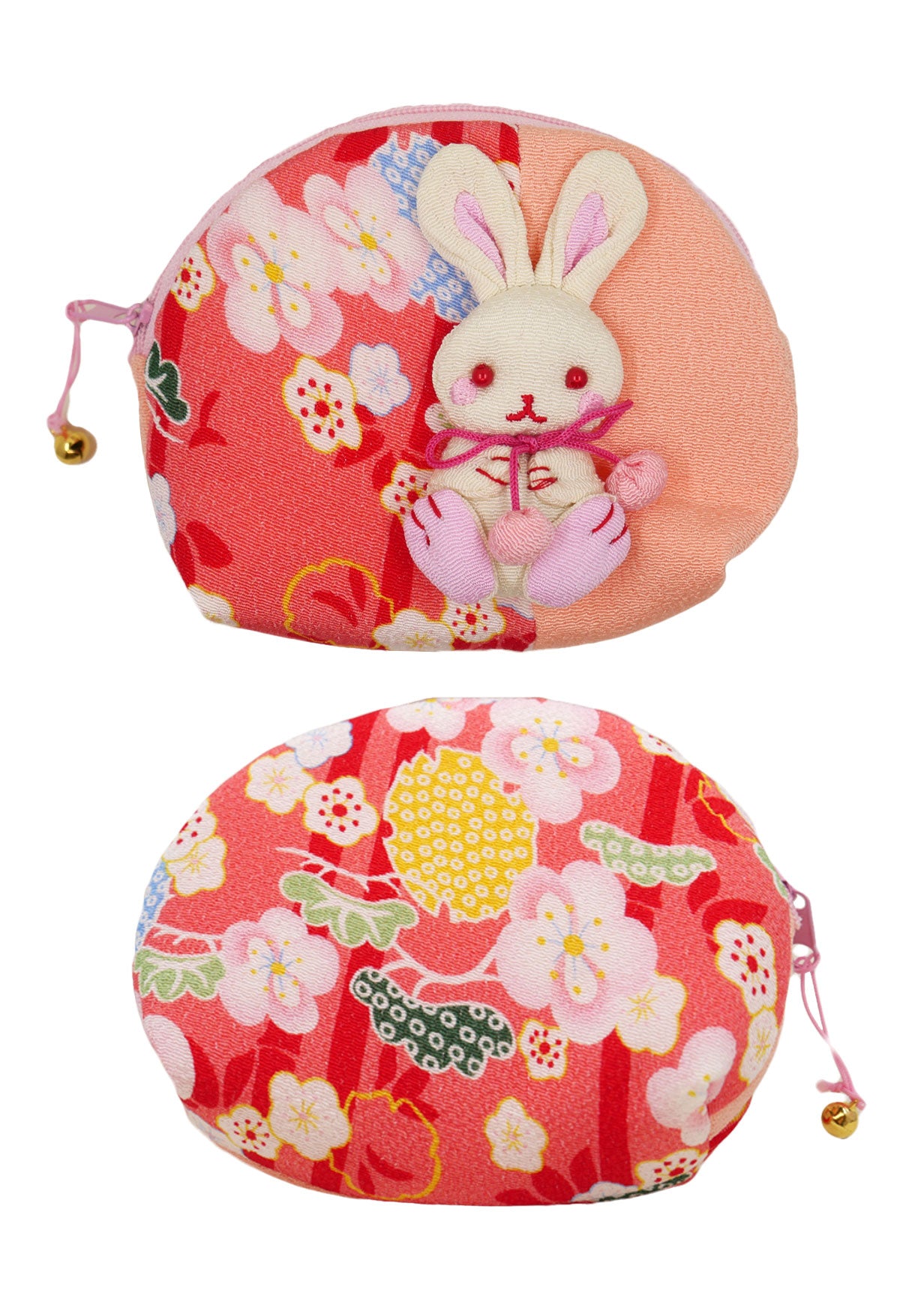 Pochette en tissu japonais - Lapin kawaii rose saumon