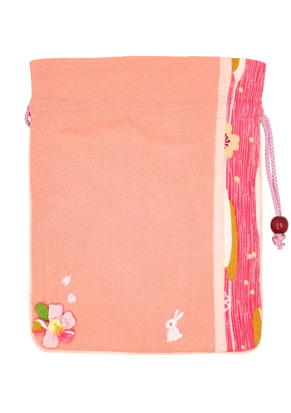 Pochette en tissu japonais - Sakura fleur de cerisier - rose saumon