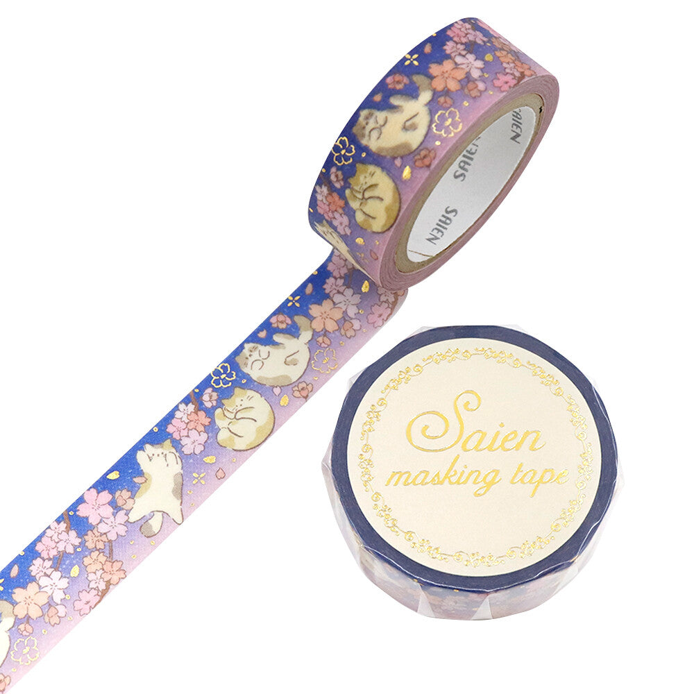Washi tape - Chat kawaii et sakura