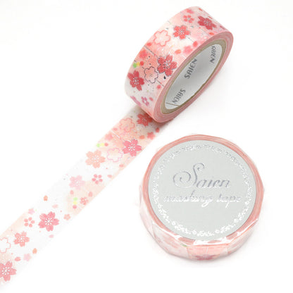 Washi tape - Sakura rose et argenté (fleur de cerisier)