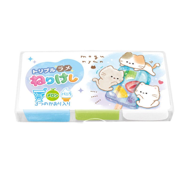 Set de trois gommes parfumées malléables - chat Mogunyan et glace aux fruits
