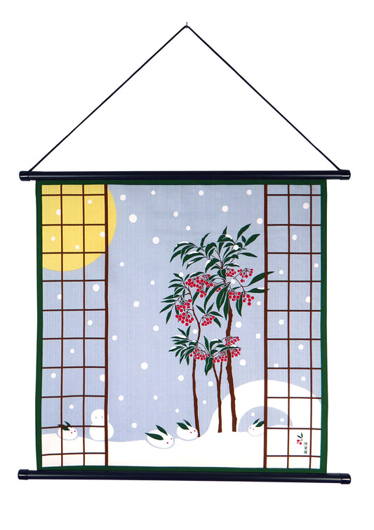 Furoshiki - Lapin de neige au Japon + support mural