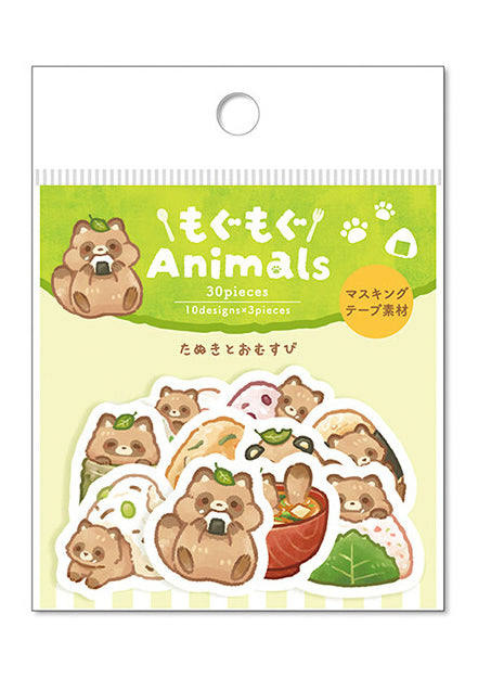 Flake stickers - Tanuki et onigiri