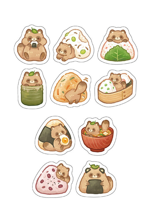 Flake stickers - Tanuki et onigiri
