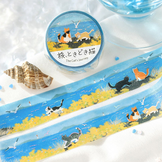 Washi tape - The Cat's Journey - Chats à la mer