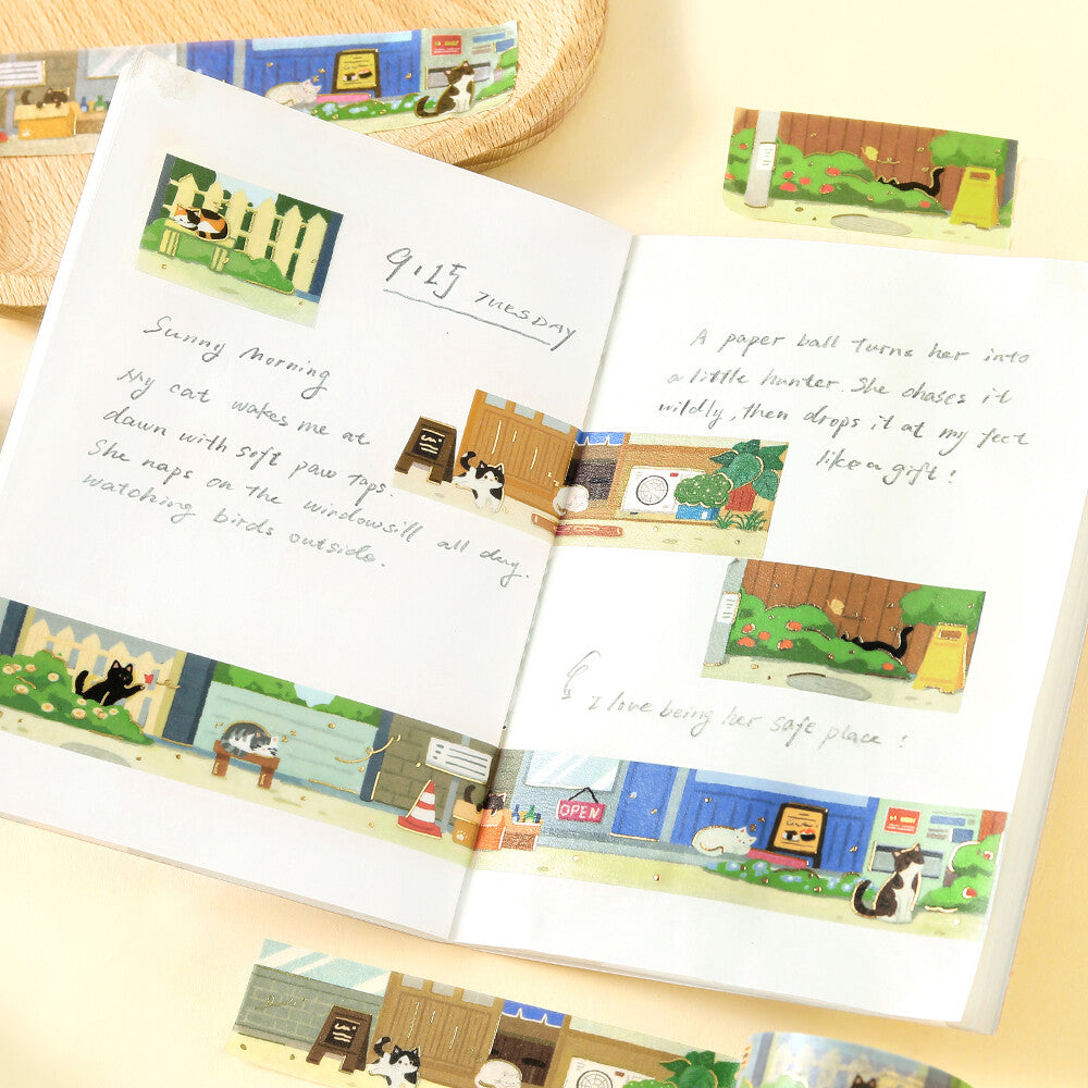 Washi tape - The Cat's Journey - Chats dans une petite rue japonaise