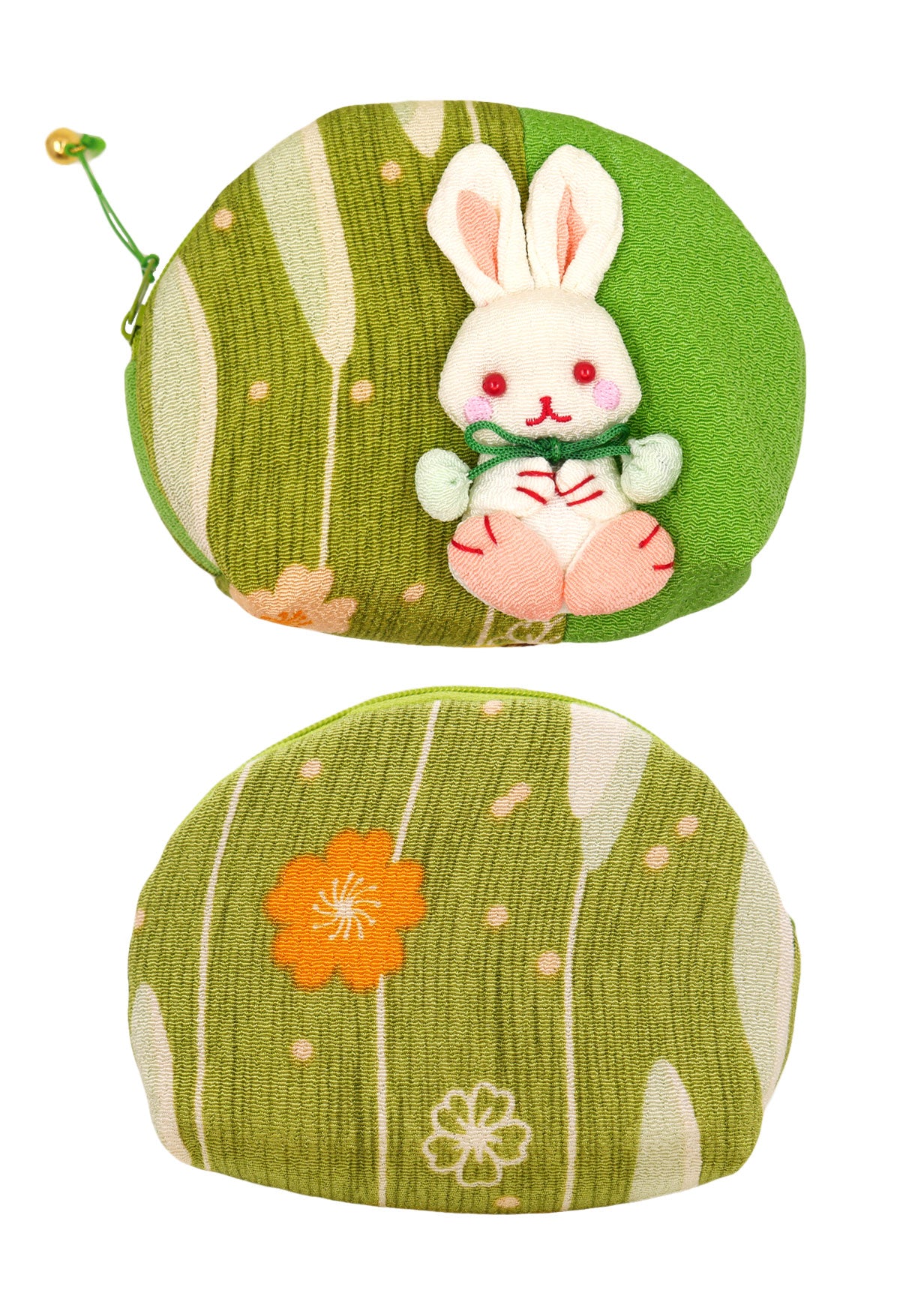 Pochette en tissu japonais - Lapin kawaii vert