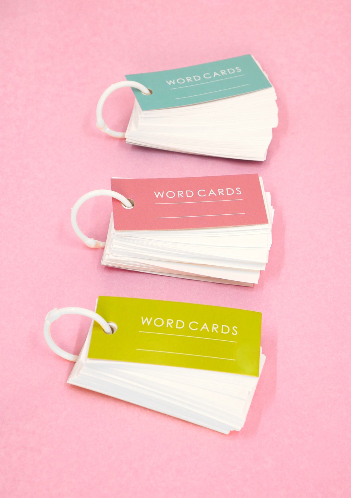 Lot de 3 blocs de fiches mémo / word cards / flash cards